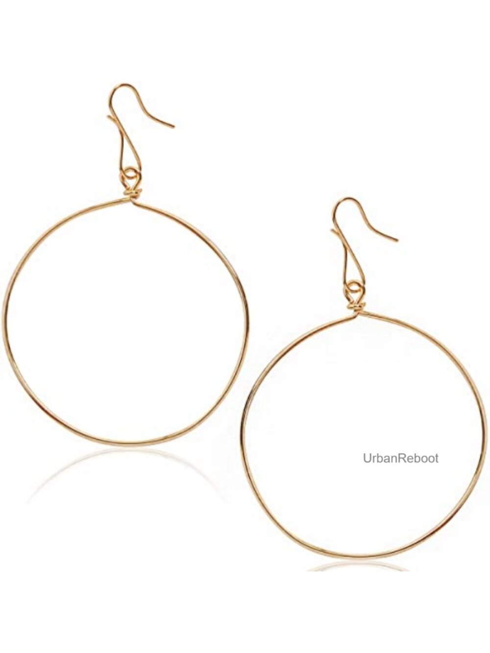 Hoop Dangle Earrings 18K Gold Plated Minimalist Round Drop Hypoallergenic
